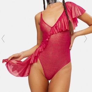 Club Exx red bodysuit